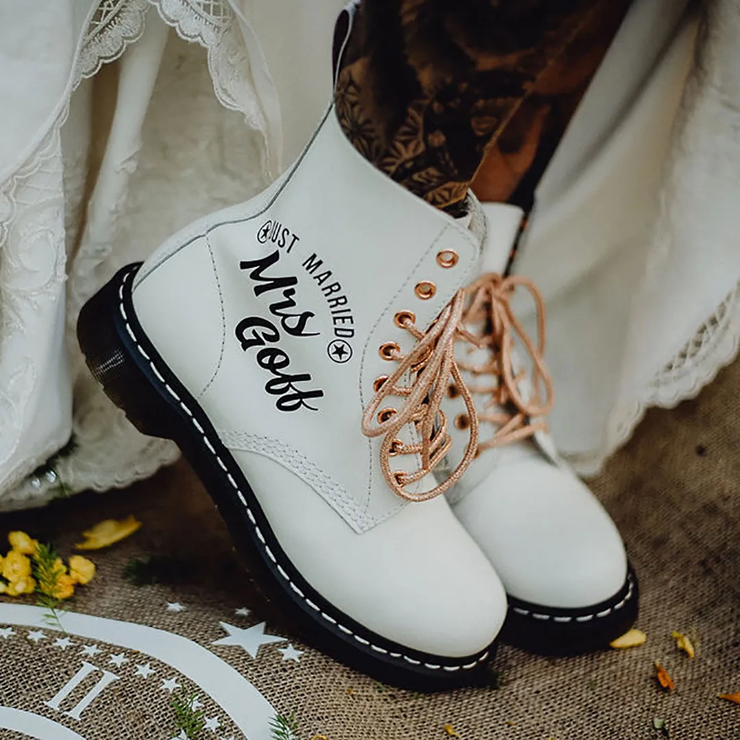 White Bride Dr Martens Just Married Design