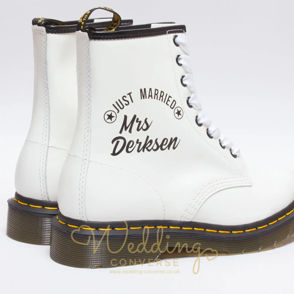 White Bride Dr Martens Just Married Design