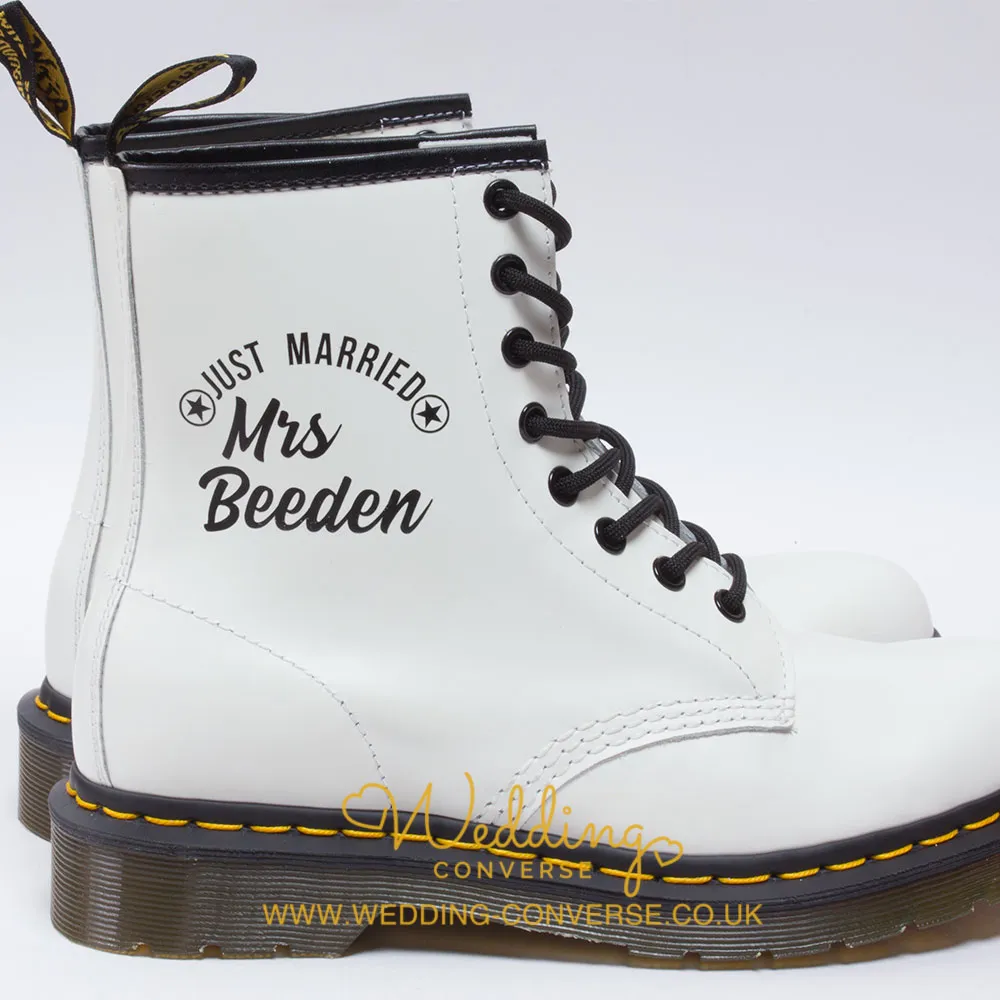 White Bride Dr Martens Just Married Design