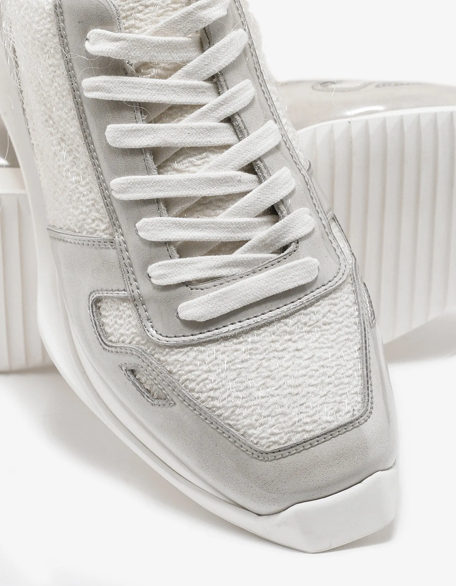 White Panelled Running Trainers